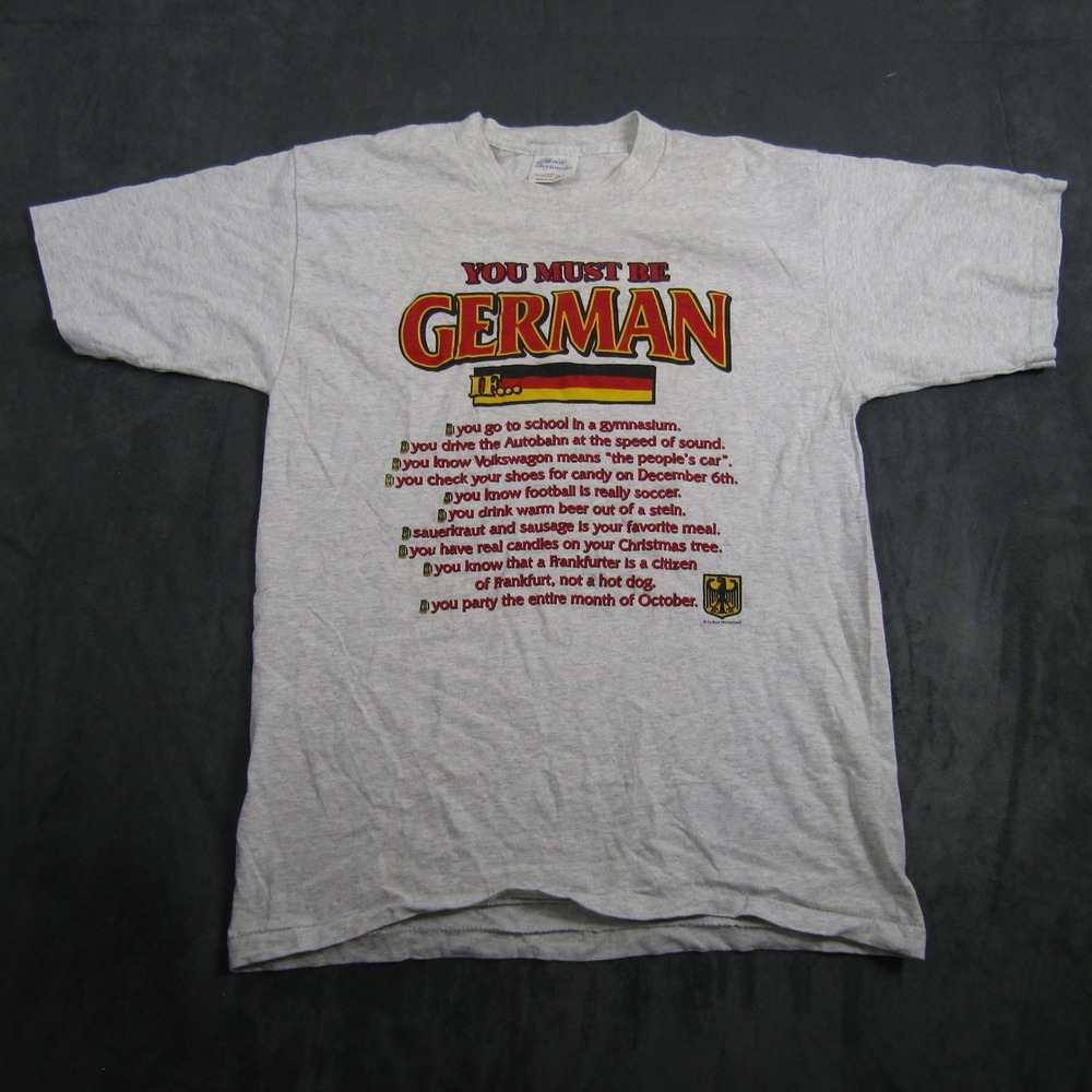 Le Pays International T-Shirt Men Large Gray German Heritage Single Stitch USA